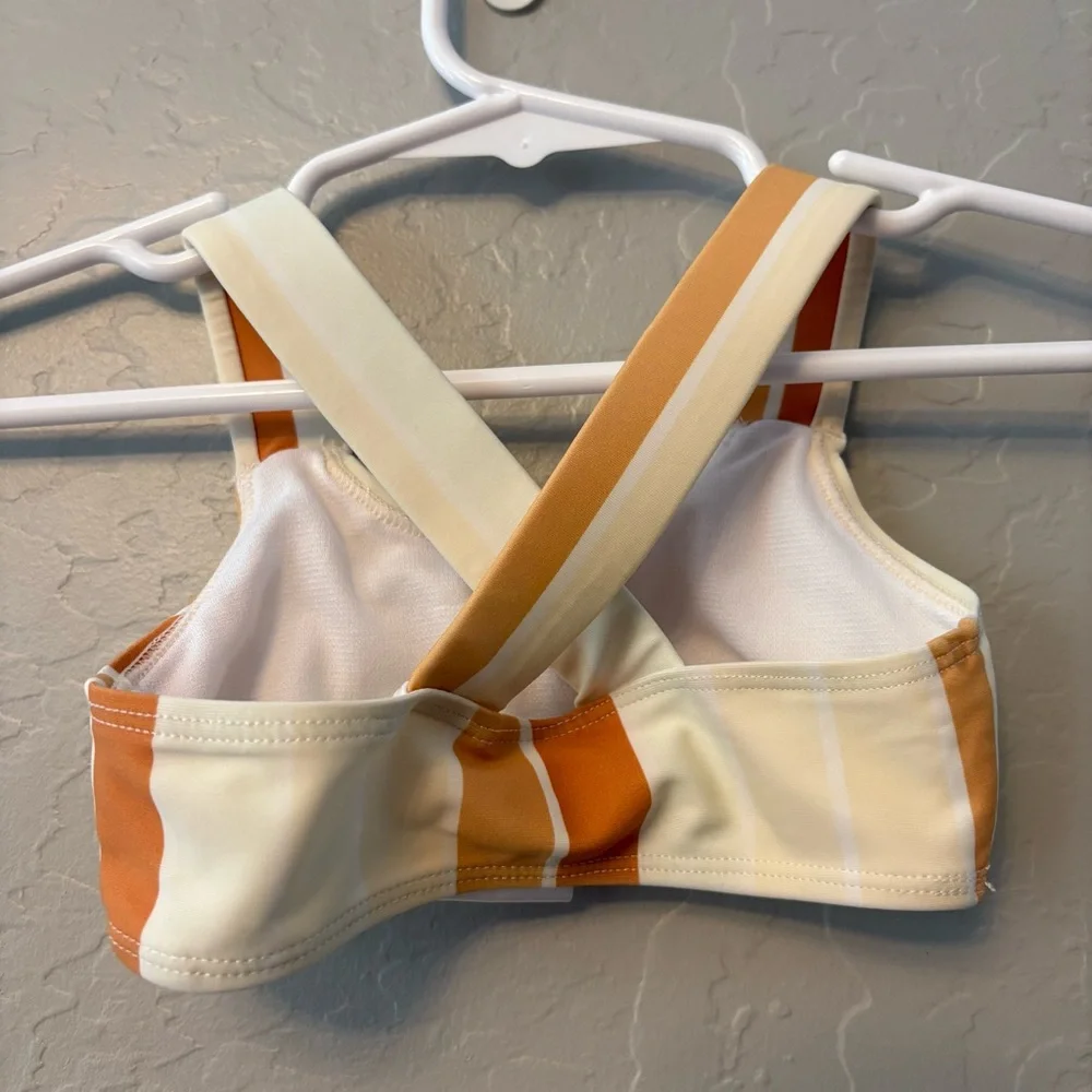 Roco Swim neutral striped cross back bikini two piece swimsuit size 12-18 months